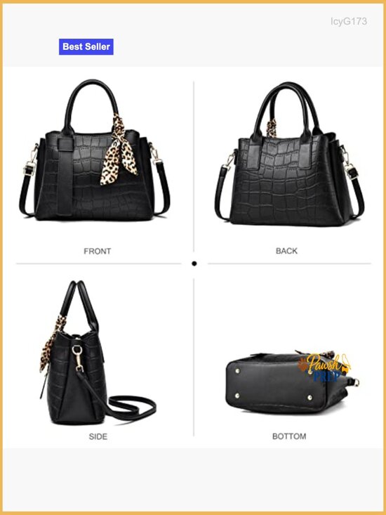 Brahmin Women Top Handle Croc Embossed PU Leather Tote Work Bag Shoulder Bag